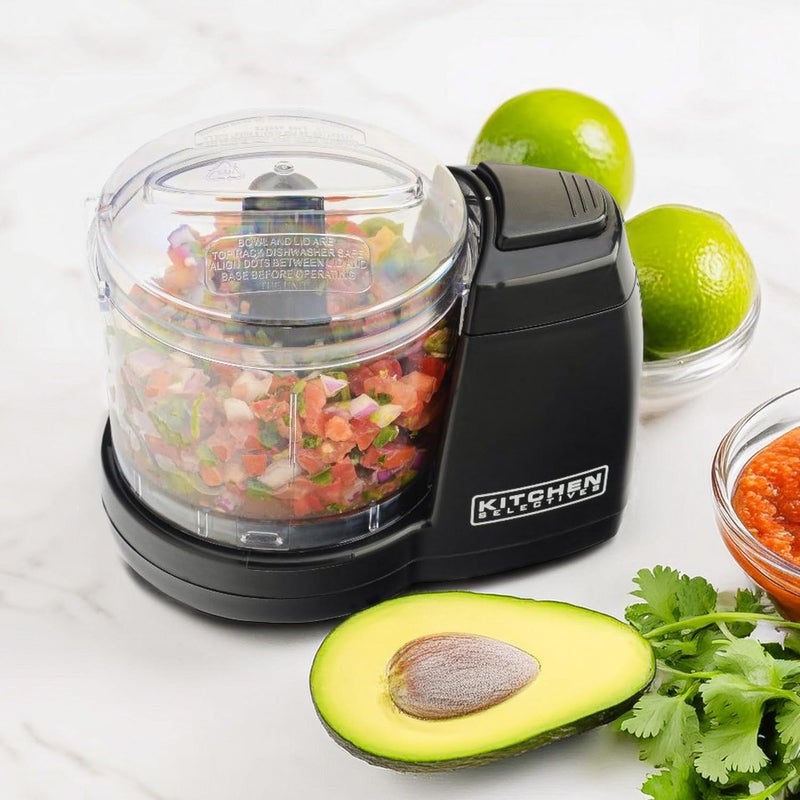 Kitchen Selectives Mini Chopper by Select Brands - Mini Electric Food Chopper for Kitchen Appliances - Features Dishwasher-Safe Parts - Chops, Minces & Dices - 1-1/2 Cups, Black - Image 2